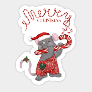 Christmas Santa Mouse Tunes Sticker